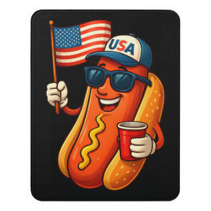 4th of July Hotdog Funny Patriotic USA Flag Door Sign