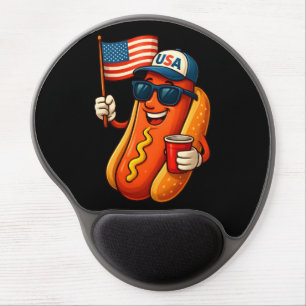 4th of July Hotdog Funny Patriotic USA Flag Gel Mouse Pad
