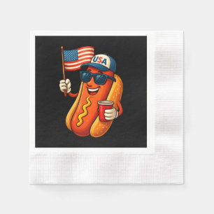 4th of July Hotdog Funny Patriotic USA Flag Napkins