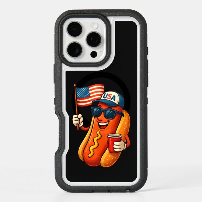 4th of July Hotdog Funny Patriotic USA Flag Otterbox iPhone Case (Back)