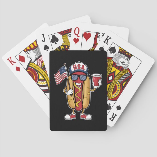 4th of July Hotdog Funny Patriotic USA Flag Poker Cards (Back)