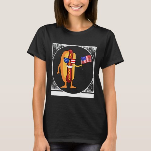 4th Of July Hotdog Independence Day Usa Flag Meric T_Shirt
