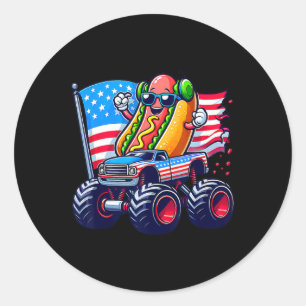 4th Of July Hotdog Sungles Monster Truck American Classic Round Sticker