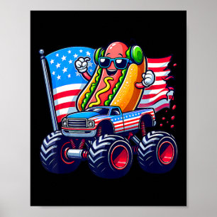 4th Of July Hotdog Sungles Monster Truck American Poster