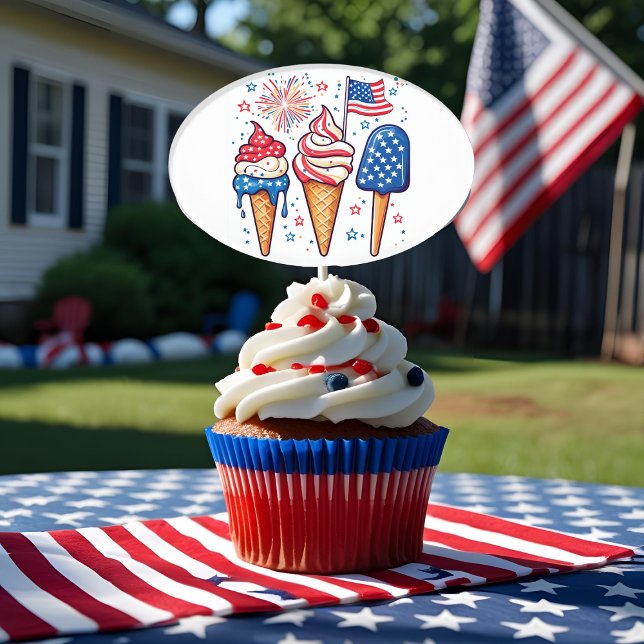 4th of July Ice Cream Cupcake Toppers (Creator Uploaded)