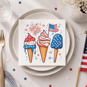 4th of July Ice Cream Party Napkins