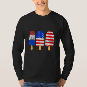 4th Of July Ice Pops Red White Blue American Flag T-Shirt