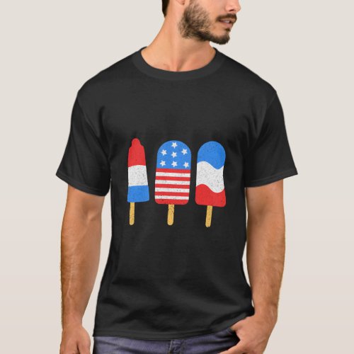 4Th Of July Ice Pops Red White Blue American Flag  T_Shirt