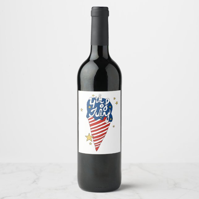 4th of July illustration 4th of July Independence  Wine Label (Front)