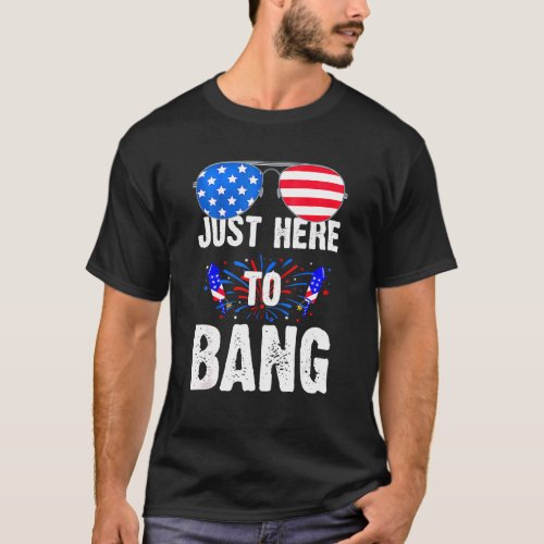 4th Of July Im Just Here To Bang American Flag Su T_Shirt