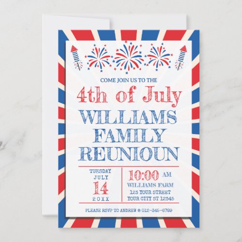 4th of July Independence American Family Reunion Invitation