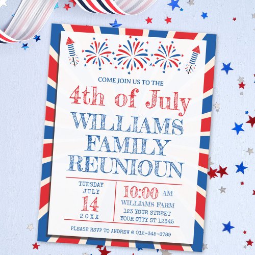 4th of July Independence American Family Reunion Postcard