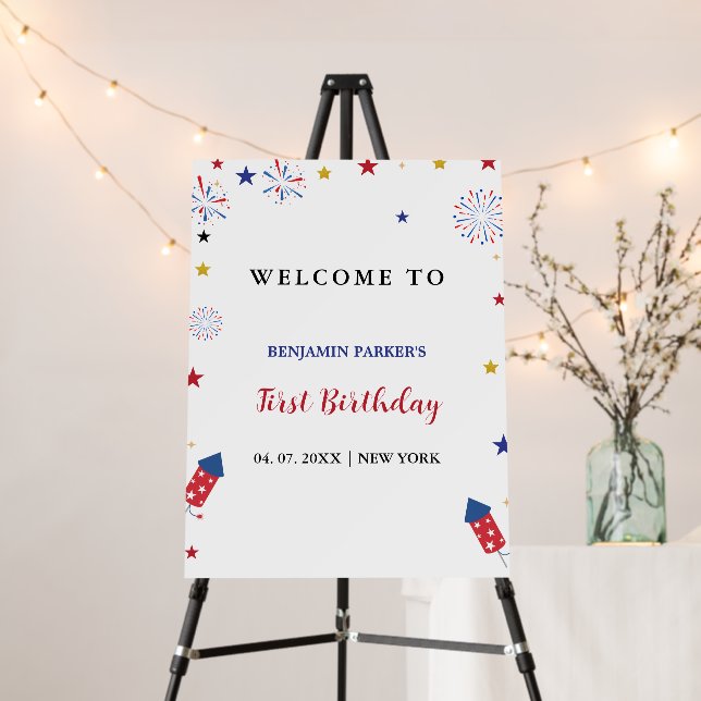 4th of july Independence Baby Shower Welcome Sign  (In Situ (Stand))