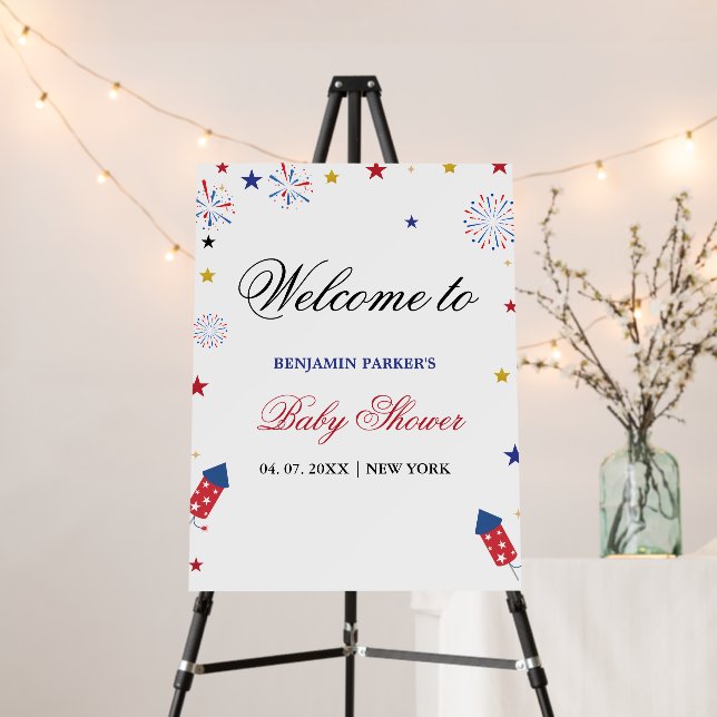 4th of july Independence Baby Shower Welcome Sign  (In Situ (Stand))