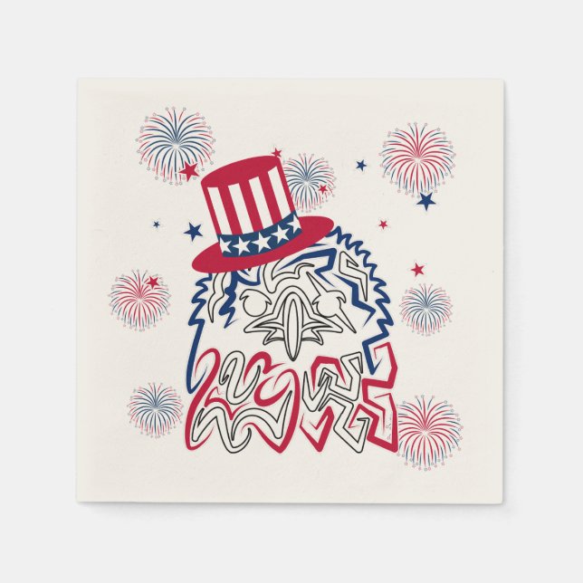 4th of July Independence Day American Eagle Napkins (Front)