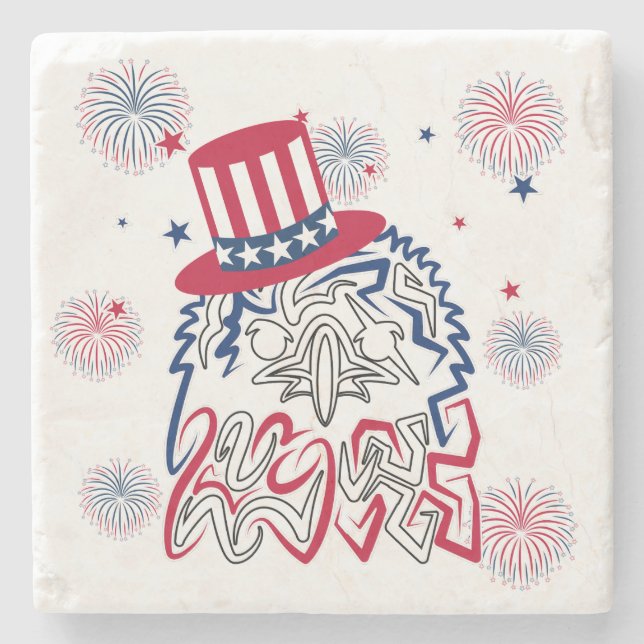 4th of July Independence Day American Eagle Stone Coaster (Front)
