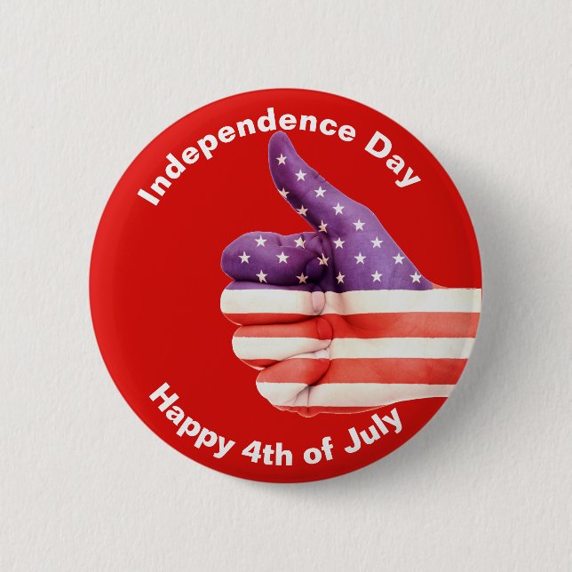 4th of July Independence Day American Flag Button (Front)