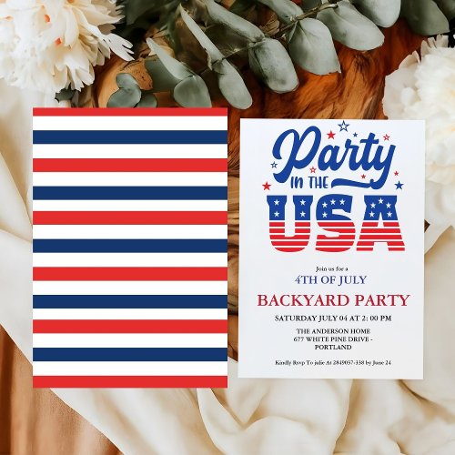 4th of July Independence Day Barbecue party  Invitation