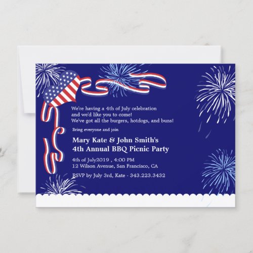 4th of July Independence Day BBQ Invitation Party