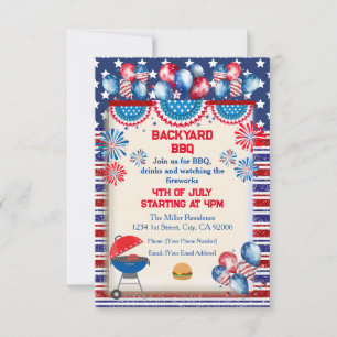 4th of July Independence day Bbq party design Invitation