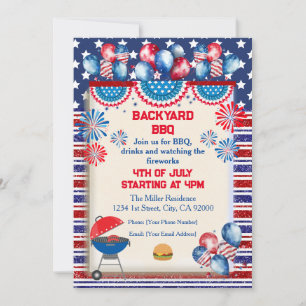 4th of July Independence day Bbq party design Invitation