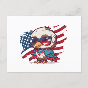 4th of july independence day bird american eagles  holiday postcard