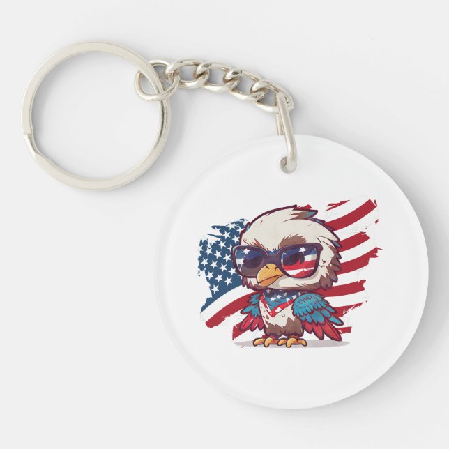 4th of july independence day bird american eagles  keychain (Front)