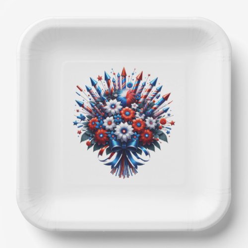 4th of July Independence Day Bouquet Paper Plates