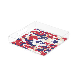 4th of July, Independence day, Camouflage Beige Acrylic Tray