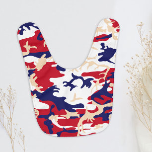 4th of July, Independence day, Camouflage Beige Baby Bib