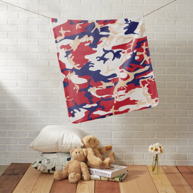 4th of July, Independence day, Camouflage Beige Baby Blanket (In Situ)