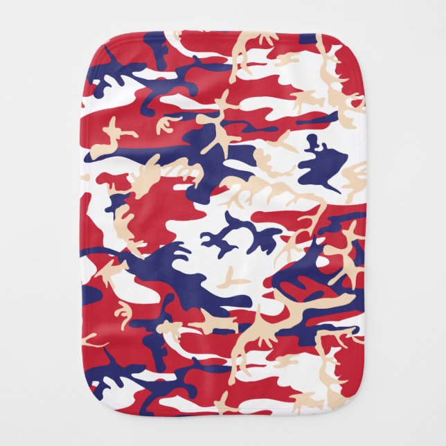 4th of July, Independence day, Camouflage Beige Baby Burp Cloth (Front)