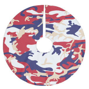 4th of July, Independence day, Camouflage Beige Brushed Polyester Tree Skirt