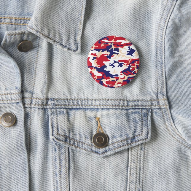 4th of July, Independence day, Camouflage Beige Button (In Situ)