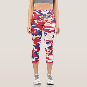 4th of July, Independence day, Camouflage Beige Capri Leggings