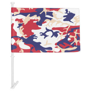 4th of July, Independence day, Camouflage Beige Car Flag