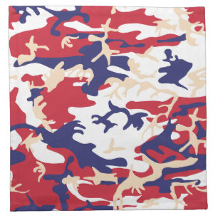 4th of July, Independence day, Camouflage Beige Cloth Napkin