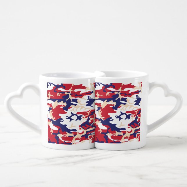 4th of July, Independence day, Camouflage Beige Coffee Mug Set (Front Nesting)
