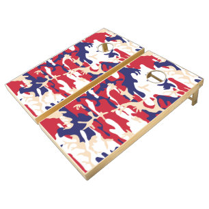 4th of July, Independence day, Camouflage Beige Cornhole Set