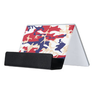 4th of July, Independence day, Camouflage Beige Desk Business Card Holder
