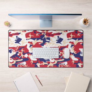 4th of July, Independence day, Camouflage Beige Desk Mat