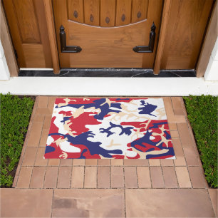 4th of July, Independence day, Camouflage Beige Doormat