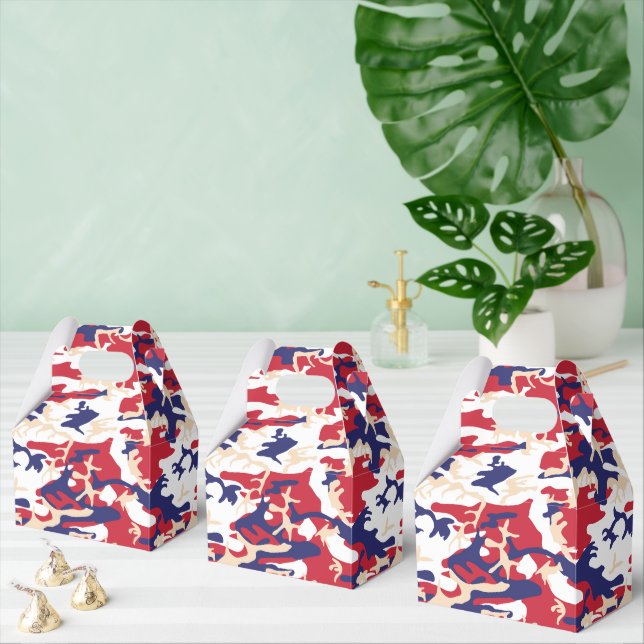4th of July, Independence day, Camouflage Beige Favor Boxes (Multiple)