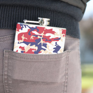 4th of July, Independence day, Camouflage Beige Flask