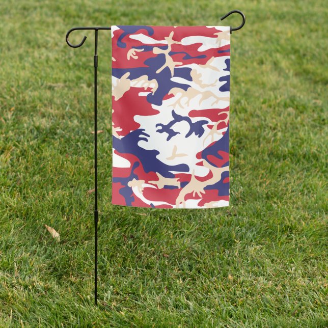 4th of July, Independence day, Camouflage Beige Garden Flag (In SItu)
