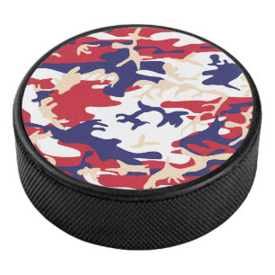 4th of July, Independence day, Camouflage Beige Hockey Puck