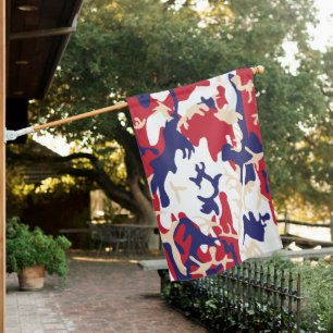 4th of July, Independence day, Camouflage Beige House Flag