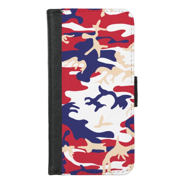 4th of July, Independence day, Camouflage Beige iPhone Wallet Case (Front)