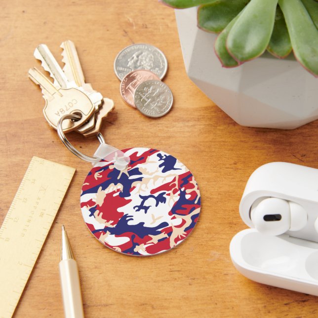 4th of July, Independence day, Camouflage Beige Keychain (Desk)