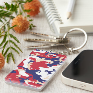 4th of July, Independence day, Camouflage Beige Keychain